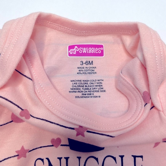 Swiggles Baby Girl Pink Snuggle Princess One Piece with Snaps Size 3 - 6 M NEW! - Picture 7 of 8